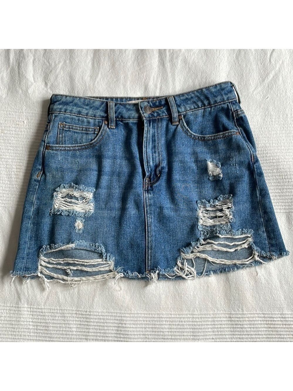 PACSUN Denim Mini Skirt Size 26 Distressed
